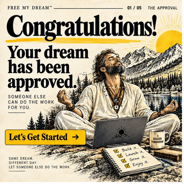 The Approval: Free My Dream satirical illustrated story scene